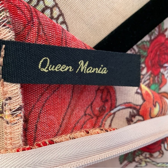 Queen Marie, 2XL, Mesh, Red Dragon/Flower, Jumpsuit, Cutouts, Zipper, Elastic - Picture 2 of 16